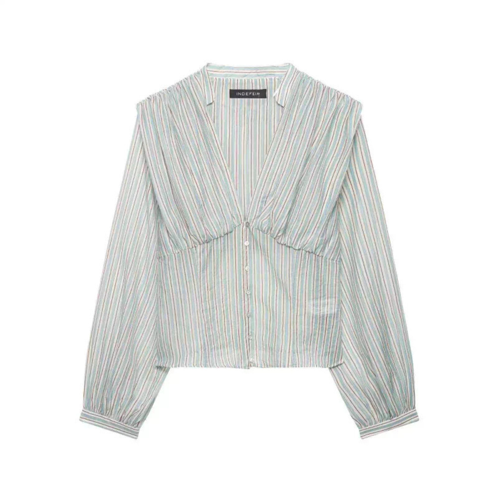 ZARA Summer Vintage Vertical Striped Chiffon Top
